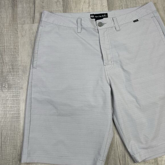 Travis Mathew Golf Shorts Mens 34 Gray Grey Performance Striped Dadcore I - Picture 2 of 8
